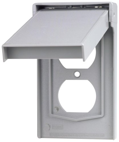 0072000700006 - LEVITON 4978-GY 1-GANG DUPLEX DEVICE WALLPLATE COVER, WEATHER-RESISTANT, THERMOPLASTIC, DEVICE MOUNT, VERTICAL, GRAY