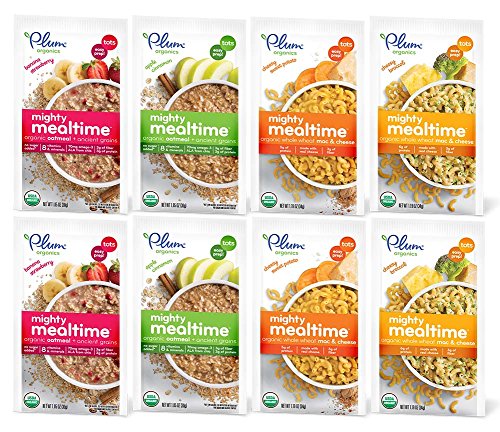 0720171510282 - PLUM ORGANICS MIGHTY MEALTIME BUNDLE: 2 POUCHES OF EACH FLAVOR OATMEAL AND PASTA BLEND, (8 POUCHES TOTAL)