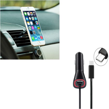 0720288247323 - TYPE-C 3.1A CHARGER W AIR VENT MAGNETIC CAR MOUNT FOR ZTE MAX DUO LTE, BLADE MAX 3, WARP 7, NUBIA 11, AVID 916, AXON 7