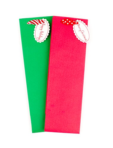 0720473869132 - HALLMARK HOLIDAY SOLID COLOR BOTTLE GIFT BAGS (RED & GREEN, 2 PACK)