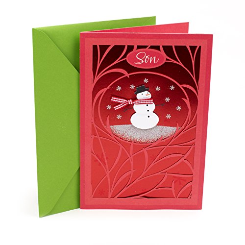 0720473870824 - HALLMARK CHRISTMAS GREETING CARD TO SON (SNOWMAN WITH RED BACKGROUND)