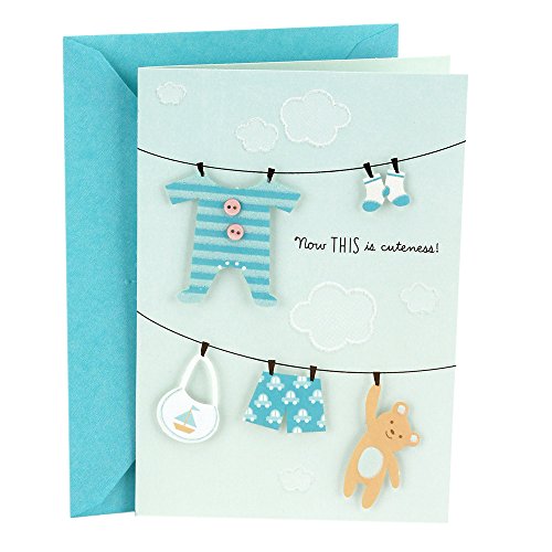 0720473875485 - HALLMARK CONGRATULATIONS GREETING CARD FOR NEW BABY BOY (CLOTHESLINE)
