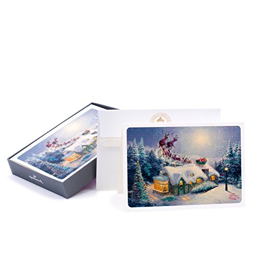 0720473878004 - HALLMARK CHRISTMAS BOXED CARDS (THOMAS KINKADE SANTA. 16 CARDS AND 17 ENVELOPES)