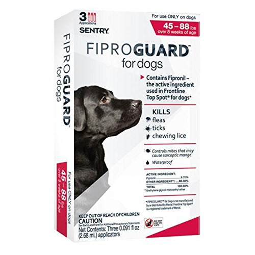 0072090727570 - SENTRY FIPROGUARD 3-MONTH DOGS 45-88 LBS RED