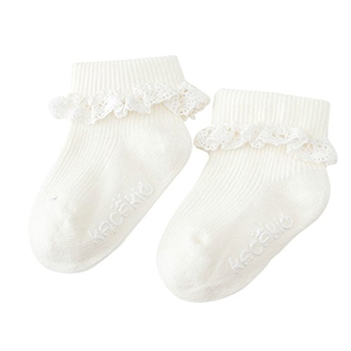 0720990122284 - BABY GIRLS INFANT CUTE LACE COMFY DRESS SOCKS MILK WHITE 2-4 Y
