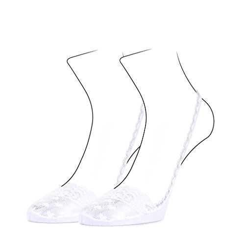 0720990150690 - WHITE LACE LINER NO SHOW SLING BACK SOCKS WITH FOREFOOT CUSHION
