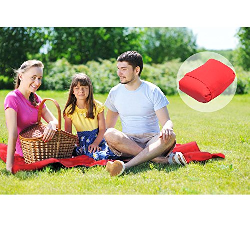 0720990872097 - HOT OUTDOORS CAMPING NYLON POCKET PICNIC BLANKET WATERPROOF CONVENIENT FOLDING LAWN BEACH MAT,BLACK AND RED MOISTURE PAD