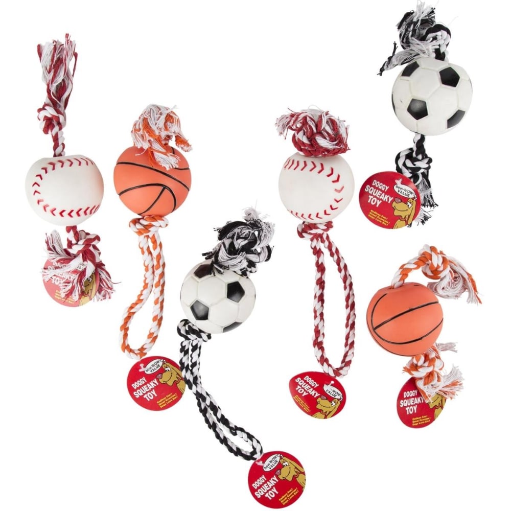 0072100368052 - DDI 2341609 SPORT BALL ROPE DOG TOY, ASSORTED STYLE - CASE OF 60
