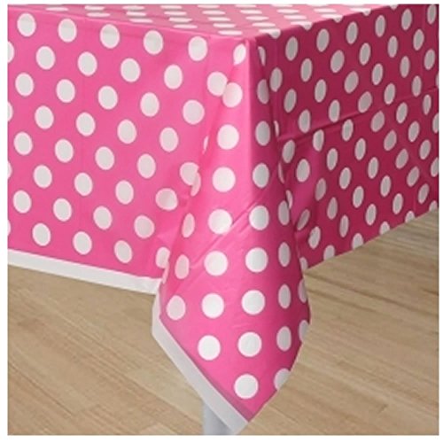 0721083392126 - HOT PINK POLKA DOTS PARTY PLASTIC TABLECOVERS - 2 PIECES