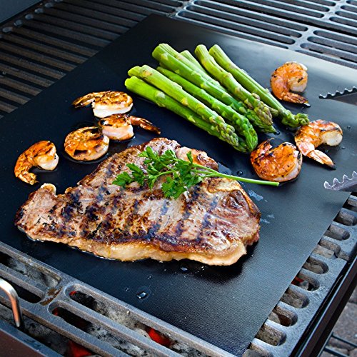 0721272216189 - AURA - BBQ GRILL MAT - LARGE - 17 X 14 INCHES (SET OF 2) - MULTIPURPOSE CAN BE USED FOR BAKING AND ON OVENS - REUSABLE AND NON STICK - CAN USED ON ELECTRIC, CHARCOAL AND GAS GRILL-EASY CLEAN UP