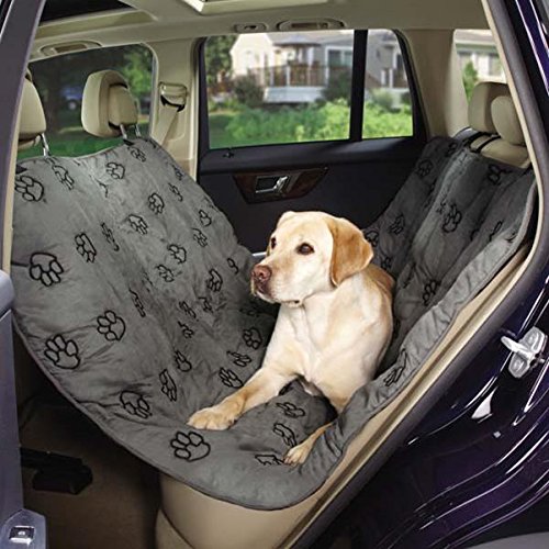 0721343634782 - GUARDIAN GEAR PAWPRINT HAMMOCK CAR SEAT COVERS - CUSHIONED CAR SEAT COVERS FOR DOGS, BROWN
