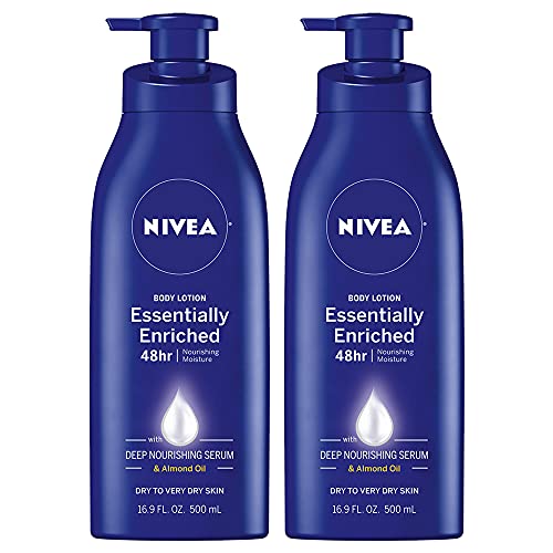 0072140023973 - NIVEA ESSENTIALLY ENRICHED BODY LOTION PACK OF 48 HOUR MOISTURE FOR DRY TO VERY DRY SKIN 16.9 BOTTLES, ALMOND, 33.8 FL OZ, (PACK OF 2)