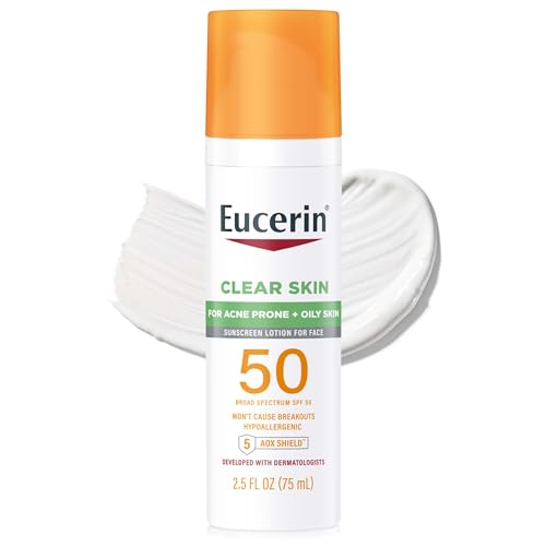 0072140032234 - EUCERIN SUN CLEAR SKIN SPF 50 FACE SUNSCREEN LOTION, HYPOALLERGENIC, FRAGRANCE FREE SUNSCREEN SPF 50 WITH OIL-ABSORBING MINERALS, 2.5 FL OZ BOTTLE