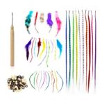 0721405559220 - FEATHER HAIR EXTENSION KIT FEATHER HAIR HOOK BEADS FEATHER GRIZZLY SOLID MIX ALL-IN-ONE