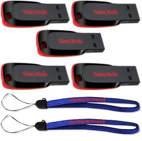 0721405601899 - SANDISK CRUZER BLADE 16GB (5 PACK) USB 2.0 FLASH DRIVE JUMP DRIVE PEN DRIVE SDCZ50-016G - FIVE PACK W/ EVERYTHING BUT STROMBOLI (TM) LANYARD