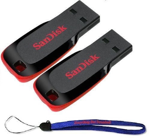0721405602889 - SANDISK CRUZER TWO PACK 32 GB (32GB X 2 = 64GB) CRUZER BLADE USB 2.0 FLASH DRIVE JUMP DRIVE PEN DRIVE SDCZ50 - TWO PACK WITH EVERYTHING BUT STROMBOLI (TM) LANYARD