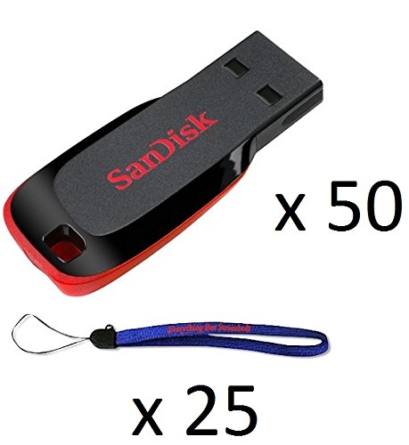 0721405603046 - SANDISK CRUZER BLADE 8GB (50 PACK) USB 2.0/3.0 FLASH DRIVE JUMP DRIVE PEN DRIVE SDCZ50-008G - W/ EVERYTHING BUT STROMBOLI (TM) LANYARD