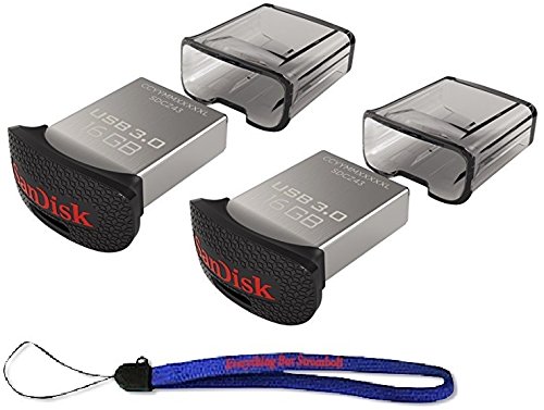 0721405603107 - SANDISK ULTRA FIT CZ43 16GB USB 3.0 LOW-PROFILE FLASH DRIVE UP TO 130MB/S READ- SDCZ43-016G-G46 16G (2 PACK) FLASH DRIVE JUMP DRIVE PEN DRIVE - W/ EVERYTHING BUT STROMBOLI (TM) LANYARD
