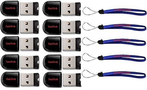 0721405603466 - SANDISK CRUZER FIT 32GB (10 PACK) USB 2.0 FLASH DRIVE JUMP DRIVE PEN DRIVE SDCZ33-032G - TEN PACK W/ EVERYTHING BUT STROMBOLI (TM) LANYARDS