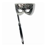 0721773575990 - MASK VENETIAN WITH STICK SILVER ONE-SIZE
