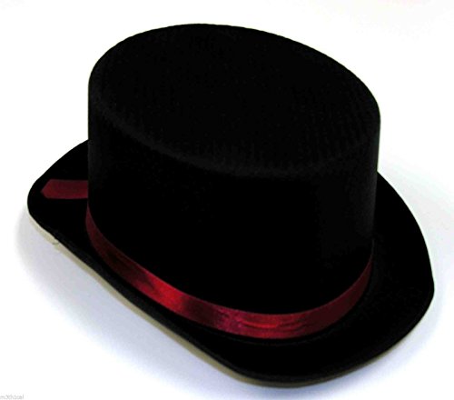 0721773673672 - BLACK SATIN TOP HAT WITH RED TRIM ADULT ACCESSORY