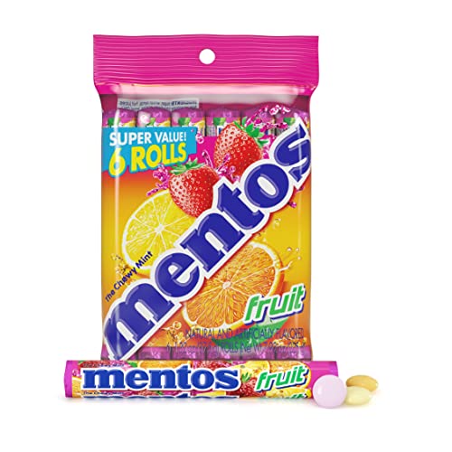 0721865351310 - MENTOS CANDY, MINT CHEWY CANDY ROLL, FRUIT, NON MELTING, 6 COUNT