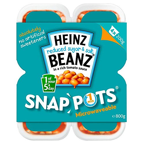 0721865461385 - HEINZ REDUCED SUGAR & SALT BAKED BEANZ IN TOMATO SAUCE SNAP POTS (4X200G) - PACK OF 6