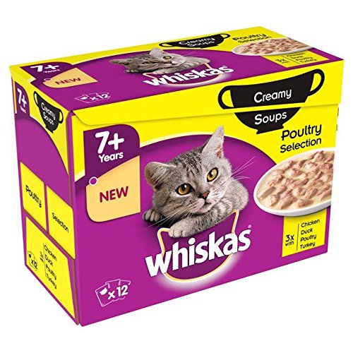 0721866665294 - WHISKAS 7+ CAT POUCH CREAMY SOUP POULTRY 12 PER PACK