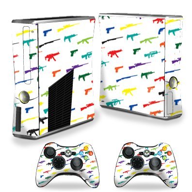 0721867786332 - MIGHTYSKINS PROTECTIVE VINYL SKIN DECAL FOR XBOX 360 S SLIM + 2 CONTROLLERS CASE WRAP COVER STICKER SKINS FUN GUNS