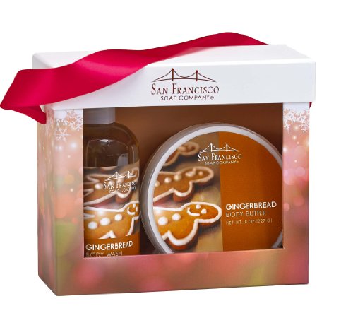 0722030464101 - SAN FRANCISCO SOAP COMPANY HOLIDAY BODY WASH & BODY BUTTER GIFT SET (GINGERBREAD)
