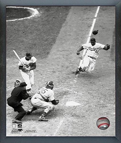 0722208133501 - JACKIE ROBINSON BROOKLYN DODGERS MLB PHOTO (SIZE: 17 X 21) FRAMED