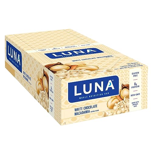 0722252300676 - LUNA BAR - WHITE CHOCOLATE MACADAMIA FLAVOR - GLUTEN-FREE - NON-GMO - 7-9G PROTEIN - MADE WITH ORGANIC OATS - LOW GLYCEMIC - WHOLE NUTRITION SNACK BARS - 1.69 OZ. (15 COUNT)