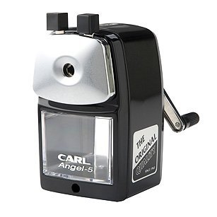 0722301104972 - CLASSIC MANUAL PENCIL SHARPENER. BLACK. HEAVY DUTY BUT QUIET FOR OFFICE AND HOME DESKS, SCHOOL CLASSROOM. CARL A-5 ANGEL