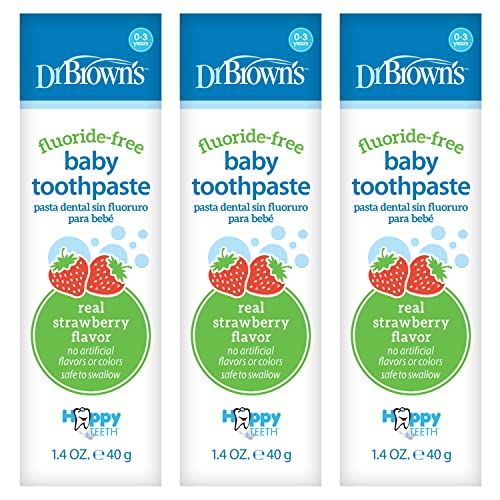0072239327463 - DR. BROWNS BABY TOOTHPASTE, STRAWBERRY FLAVOR TODDLERS AND KIDS LOVE, FLUORIDE FREE, MADE IN THE USA, 0-3 YEARS, 1.4OZ, 3 PACK