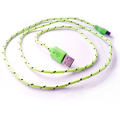 0722429659316 - FAIRLYADEPT GREEN 1M 3.3FT BRAIDED USB TO MICRO USB DATA SYNC CHARGER CABLE WITH BLACK & WHITE FOR HTC SAMSUNG GALAXY S2 S3 S4 ANDROID NOTE 2 HTC ONE EVO 3D X S