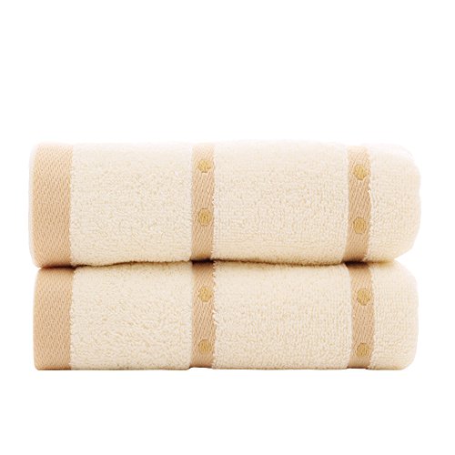 0722440234271 - ZHENXINMEI 2 PACK COTTON TOWELS LOVER'S TOWEL SET FOR MAXIMUM SOFTNESS AND ABSORBENCY 13X30 PREMIUM WASHCLOTH MACHINE WASHABLE FOR BATH HAND HAIR FACE CAR KITCHEN ( MILK WHITE )