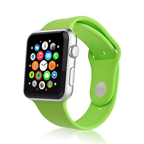 0722512204256 - IXCC APPLE WATCH SPORT BAND SOFT SILICONE REPLACEMENT 3 PIECES OF BANDS INCLUDED FOR 2 LENGTHS FOR 42MM MODELS - GREEN