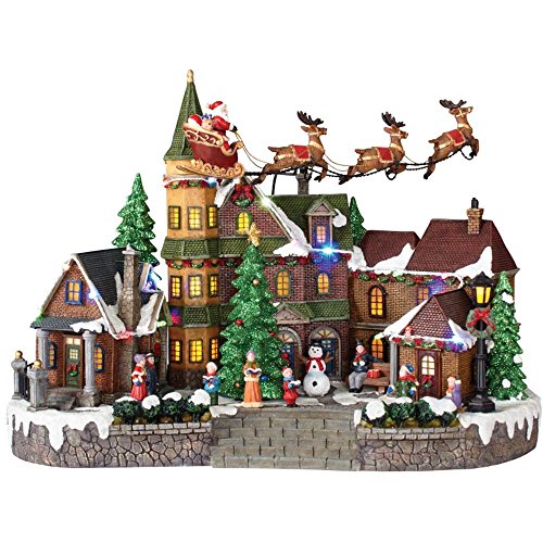 0722512727359 - 12.5 IN. ANIMATED MUSICAL LED CHRISTMAS VILLAGE WITH SANTA SLEIGH