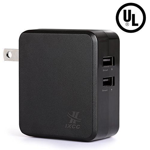 0722589266430 - IXCC UL CERTIFIED 4.8A 24W FULL-SPEED DUAL USB PORT UNIVERSAL WALL CHARGER FOR APPLE IPHONE, IPAD / SAMSUNG GALAXY, ANDROID, TABLETS AND MORE- BLACK