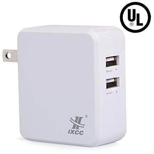 0722589266447 - IXCC UL CERTIFIED 4.8A 24W FULL-SPEED DUAL USB PORT UNIVERSAL WALL CHARGER FOR APPLE IPHONE, IPAD / SAMSUNG GALAXY, ANDROID, TABLETS AND MORE- WHITE