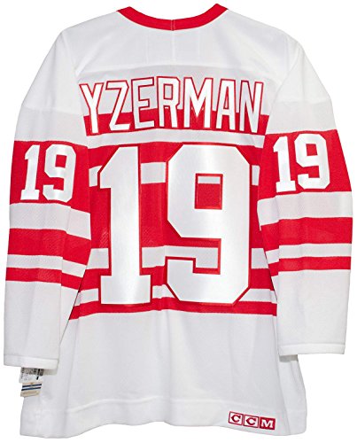 0722589532771 - STEVE YZERMAN DETROIT RED WINGS 1992 ALTERNATE CCM JERSEY SEWN TACKLE TWILL NAME AND NUMBER (LARGE)