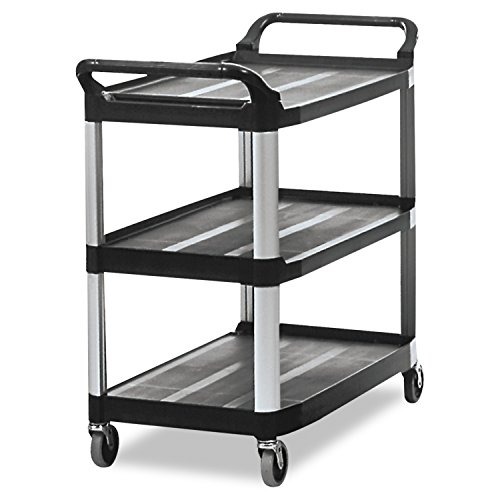 0722651032666 - RUBBERMAID COMMERCIAL 409100 BLA XTRA SERVICE AND UTILITY CART, 3-SHELF OPEN-SIDED, BLACK