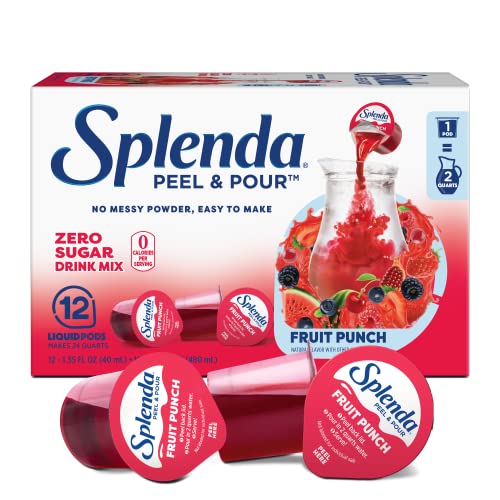 0722776005576 - SPLENDA PEEL AND POUR ZERO CALORIE DRINK MIX, FRUIT PUNCH, NATURALLY FLAVORED SUGAR FREE CONCENTRATE, 12 MULTI SERVE LIQUID PITCHER PODS