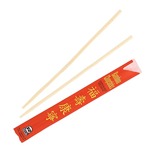 0072288134999 - ROYAL PREMIUM DISPOSABLE UV TREATED BAMBOO CHOPSTICKS, SLEEVED AND SEPARATED, 9 W, BAG OF 500