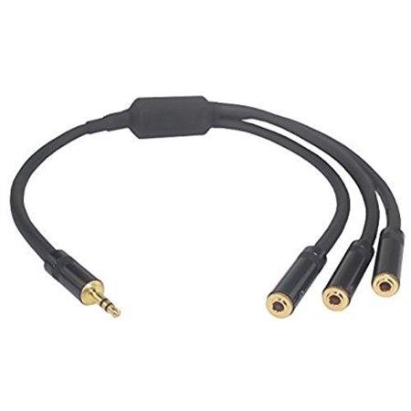 0723120444614 - WV-35TO3/35KITE-03 1/8 3.5MM STEREO PLUG MALE TO 3 1/8 3.5MM STEREO JACK FEMALE 1 INPUT 3 OUTPUT STEREO AUDIO SPLITTER CABLE / GOLD PLATED PLUG / 4N OFC PURE COPPER WIRE 0.98FT (30CM)