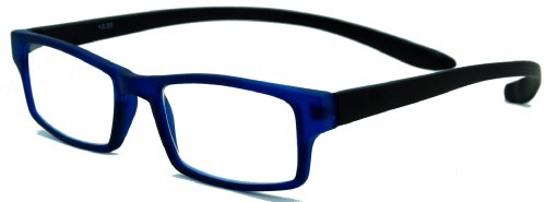 0723175303171 - RUBBER NECKIN' LIGHTWEIGHT READING GLASSES WITH CONVENIENT NECK HANGING FLEXIBLE FRAME/BLUE/1.75