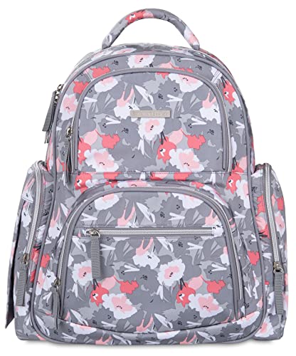 0723393128709 - BF ALLOVR GREY AND PINK FLOWERS DIAPER BAG