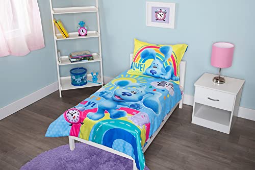 0723393140251 - BLUES CLUES 4 PIECE TODDLER BEDDING SET - INCLUDES QUILTED COMFORTER, FITTED SHEET, TOP SHEET, AND PILLOW CASE - BLUES CLUES CHARACTER DESIGN FOR TODDLER BED