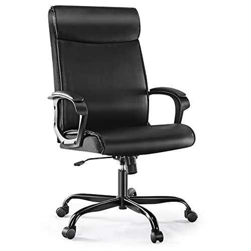 0723497542180 - BIG AND TALL OFFICE CHAIR ERGONOMIC OFFICE CHAIR PU LEATHER CHAIR WITH PADDED ARMRESTS, 360° SWIVEL ROCKER OFFICE CHAIR, FREE HEIGHT ADJUSTMENT, COMFORTABLE OFFICE CHAIR FOR WOMEN MEN ADULTS