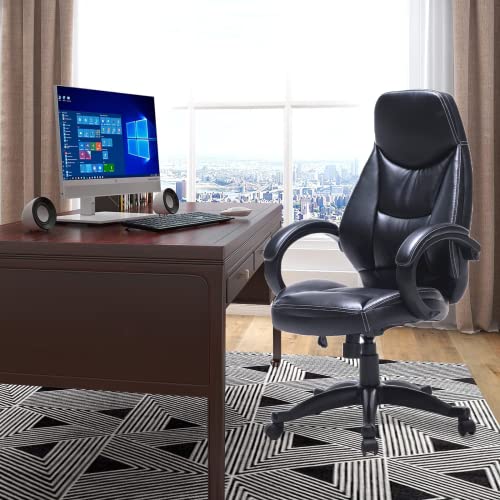 0723497542494 - EXECUTIVE HIGH BACK BIG AND TALL HOME OFFICE CHAIR WITH PADDED ARMRESTS, CORRECTING SITTING POSTURE CHAIR, ADJUSTABLE HEIGHT AND TILT ANGLE LARGE PU LEATHER ERGONOMIC COMPUTER SWIVEL DESIGNER CHAIR